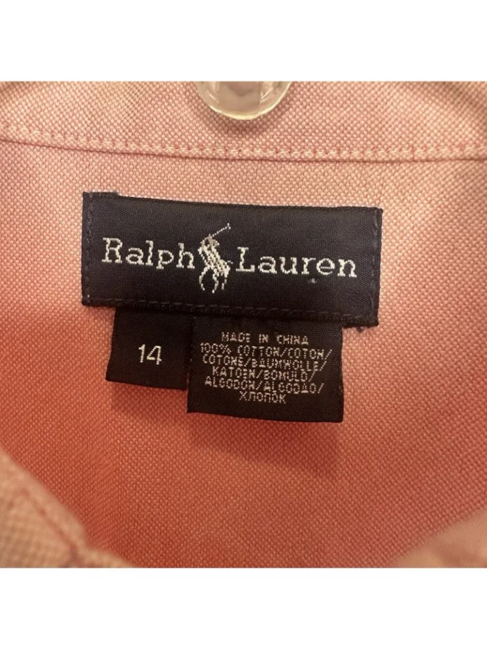 Ralph Lauren VTG Pink Classic Fit Oxford Button Down Shirt Pony Boys 14 Womens S